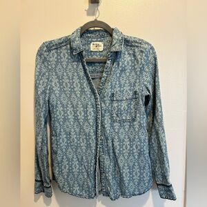 Tencel Blue Patterned Button-Up Shirt size 0